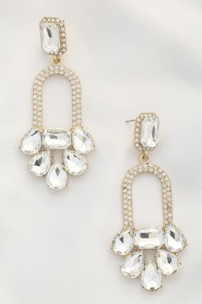 TEARDROP RHINESTONE DANGLE EARRING