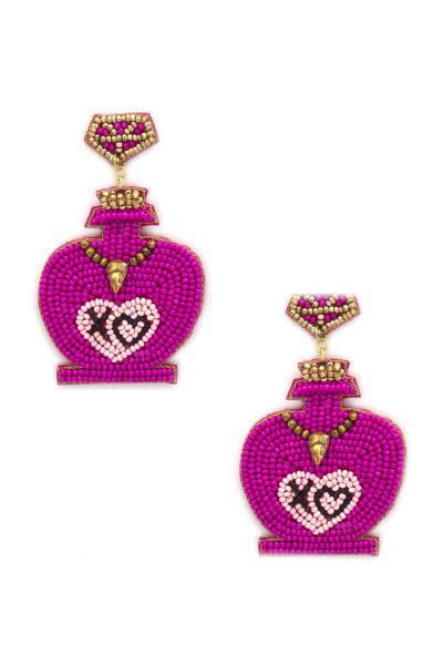 SEED BEAD XOXO PERFUME DANGLE EARRING