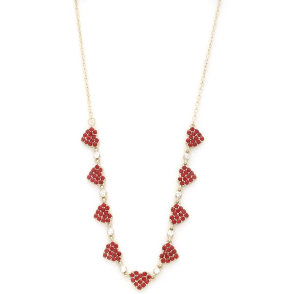 RHINESTONE HEART LINK NECKLACE