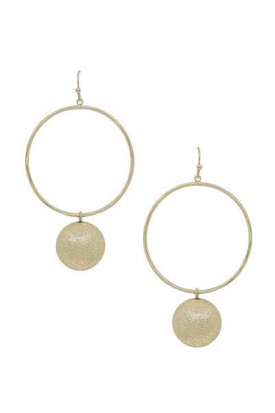 ROUND RING W/18MM SATIN BALL DR EARRING