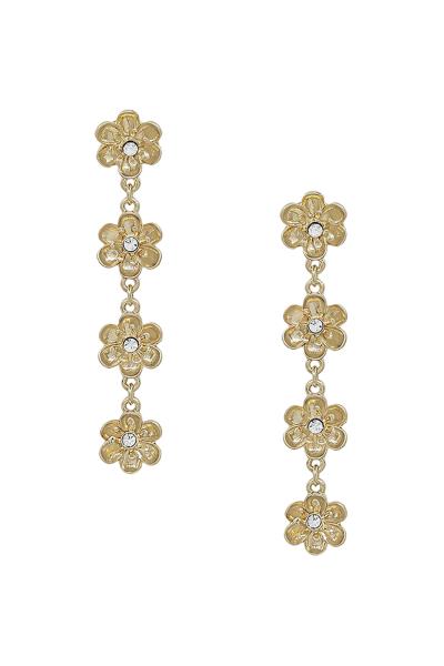 4DROPS FLOWER/CRYSTAL ACC POST EARRING