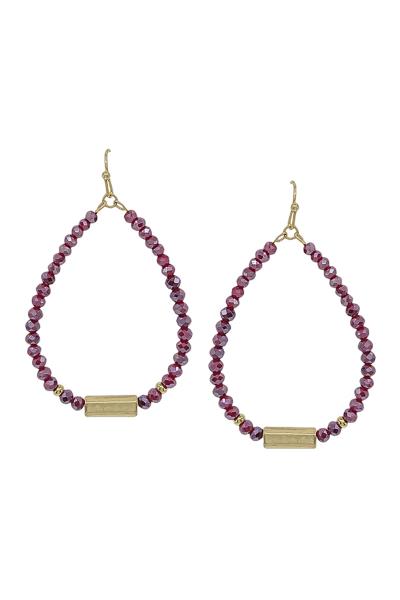 2" TEARDROP/ METAL ACCENT EARRINGS