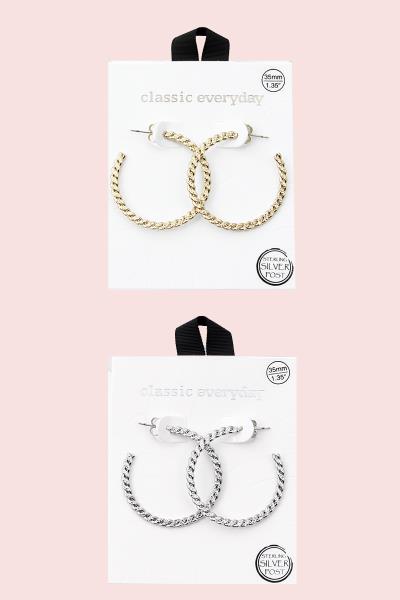 STERLING SILVER POST HOOP EARRING