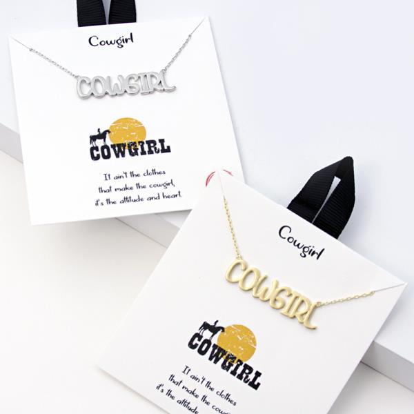 18K GOLD RHODIUM DIPPED COWGIRL NECKLACE
