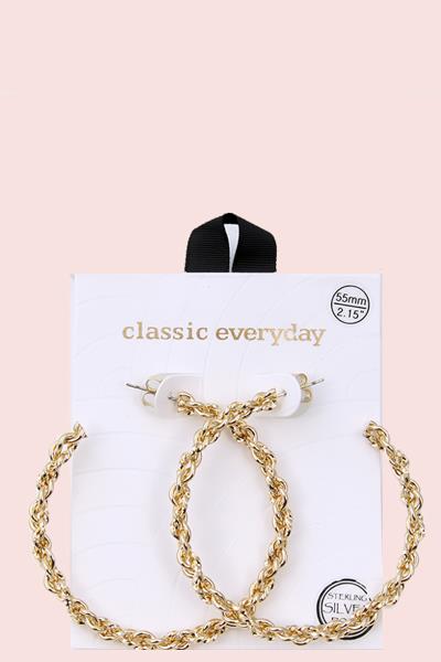 STERLING SILVER POST HOOP EARRING