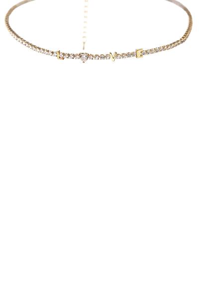 CUBIC ZIRCONIA LOVE CRYSTAL TENNIS NECKLACE