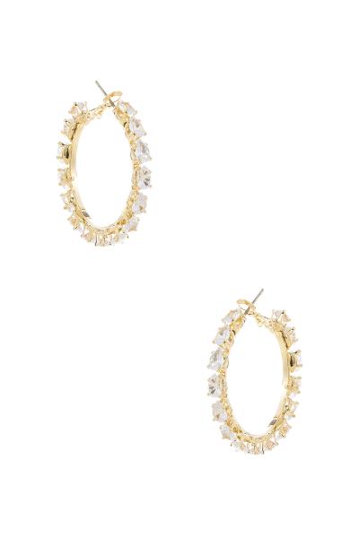 CRYSTAL CUBIC ZIRCONIA 35MM HOOP TEARDROP EARRING