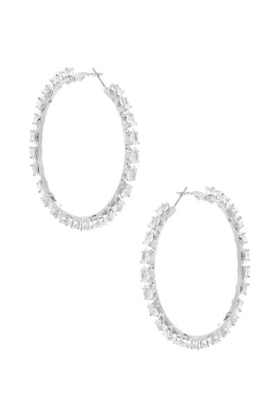 CRYSTAL CUBIC ZIRCONIA 55MM HOOP TEARDROP EARRING