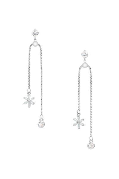CRYSTAL CUBIC ZIRCONIA BAGUETTE FLOWER SLIDER EARRING