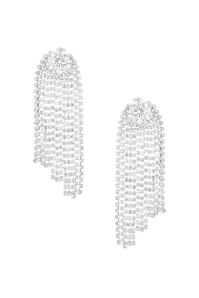 RHINESTONE FLOWER TASSEL FRINGE EARRING