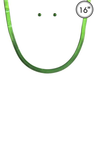 ALUMINUMCOATING HERRINGBONE NECKLACE SET
