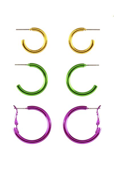 MARDI GRAS MULTI HOOP EARRING SET