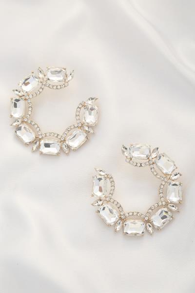 CRYSTAL OPEN HOOP EARRING