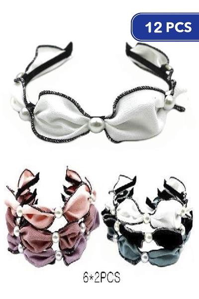 CHIC PEARL TEXTURE HAIR HEADBAND 12 UNITS