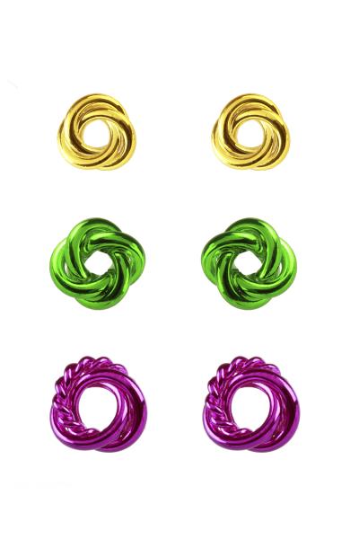 METAL ALUMINUM COATING LOVEKNOT 3 PAIR EARRING
