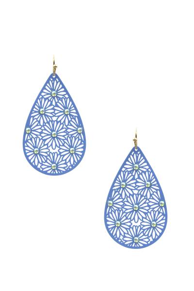 FLOWER PATTERN TEARDROP DANGLE EARRING