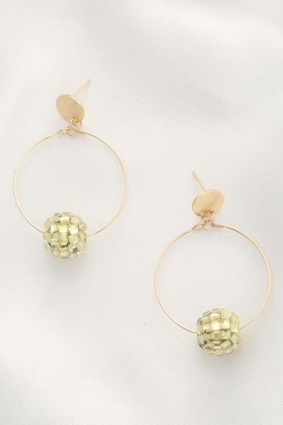 ROUND WIRE DISCO BALL ACCENT POST EARRING