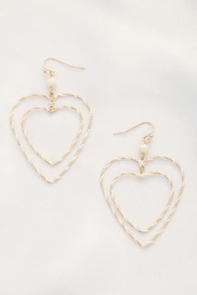 DOUBLE HEART METAL DANGLE EARRING