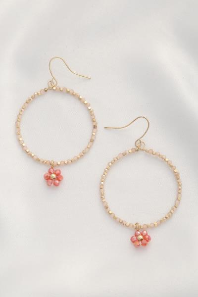 FLOWER SEED BEAD DANGLE EARRING