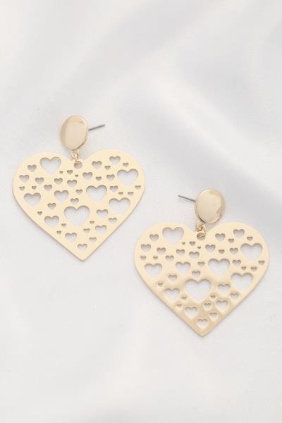 CUT OUT HEART DANGLE EARRING