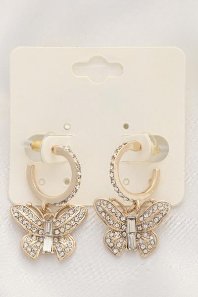 BUTTERFLY CHARM OPEN HOOP EARRING