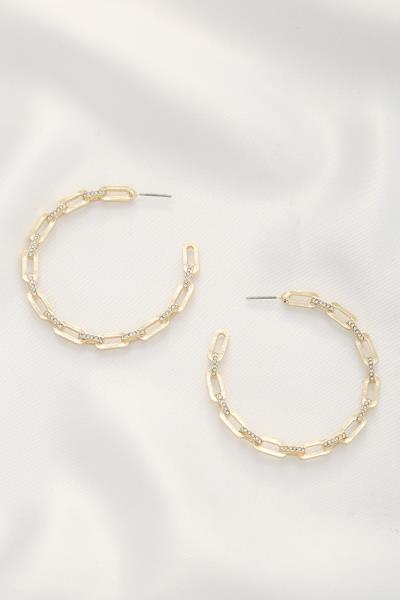 OVAL LINK OPEN HOOP EARRING