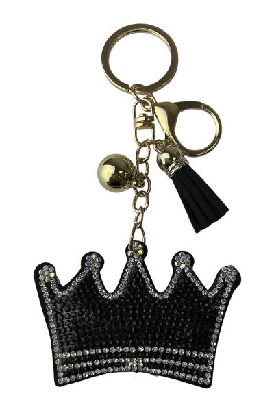 RHINESTONE CROWN KEYCHAIN WITH TASSEL