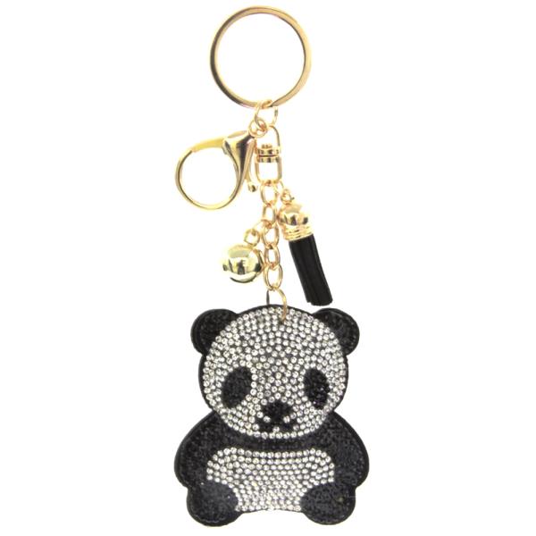 RHINESTONE PANDA KEYCHAIN WITH TASSEL