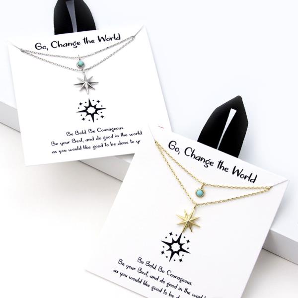 18K GOLD RHODIUM DIPPED GO CHANGE THE WORLD NECKLACE
