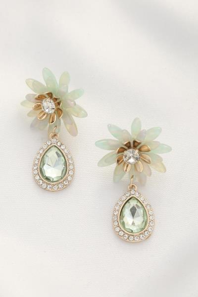 FLOWER TEARDROP DANGLE EARRING