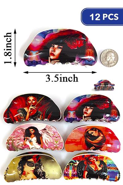 FASHION GIRL PRINTED HAIR CLAW CLIP (12 UNITS)