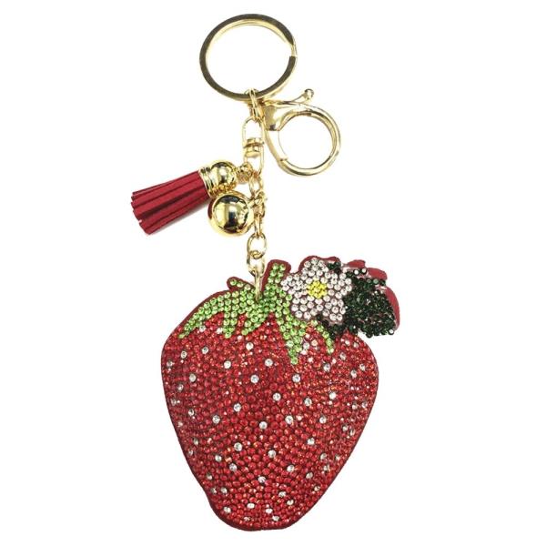 RHINESTONE STRAWBERRY KEYCHAIN