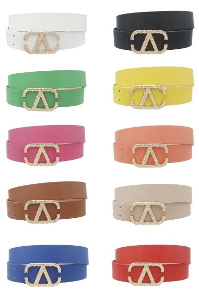 PIN & RS PAVE INVERTED V BUCKLE BELT