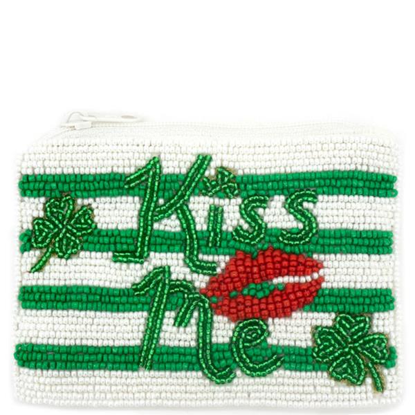 SEED BEAD "KISS ME" COIN BAG