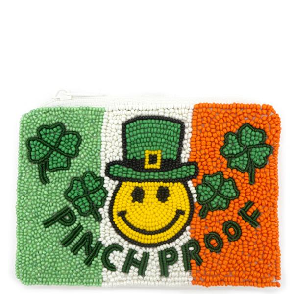 SEED BEAD "PINCH PROOF" SMILEY FACE COIN BAG
