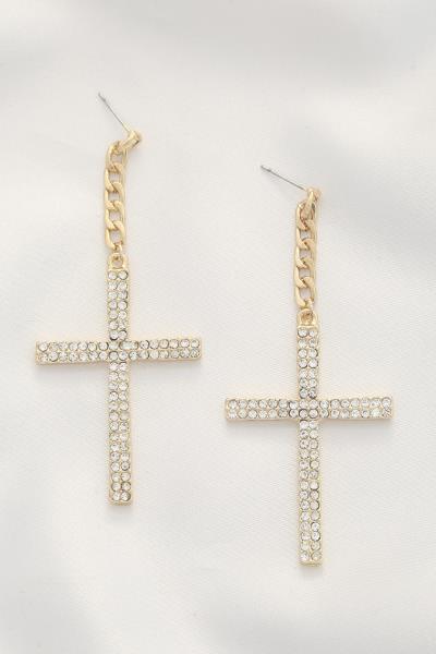 SODAJO CRYSTAL CROSS DANGLE EARRING
