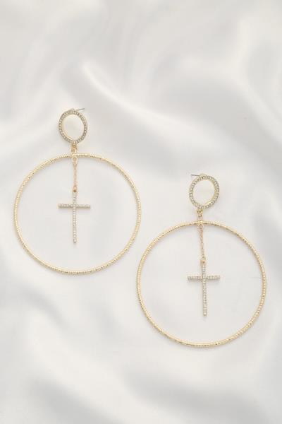 SODAJO ROUND CROSS DANGLE EARRING