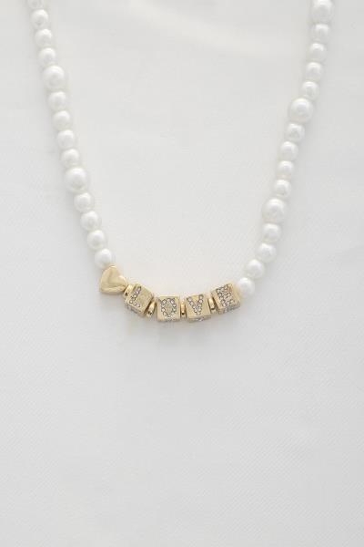 SODAJO LOVE CUBE HEART CHARM PEARL BEAD NECKLACE