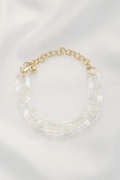 SODAJO IRIDESCENT CLEAR OVAL LINK BRACELET