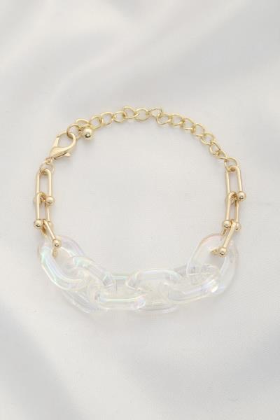 SODAJO IRIDESCENT CLEAR OVAL LINK BRACELET