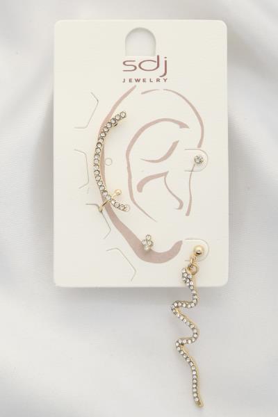 SODAJO CRYSTAL SNAKE EAR CUFF EARRING