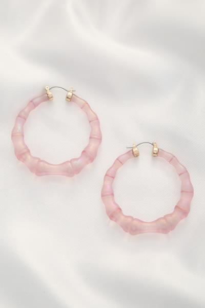 SODAJO TRANSPARENT BAMBOO PATTERN HOOP EARRING