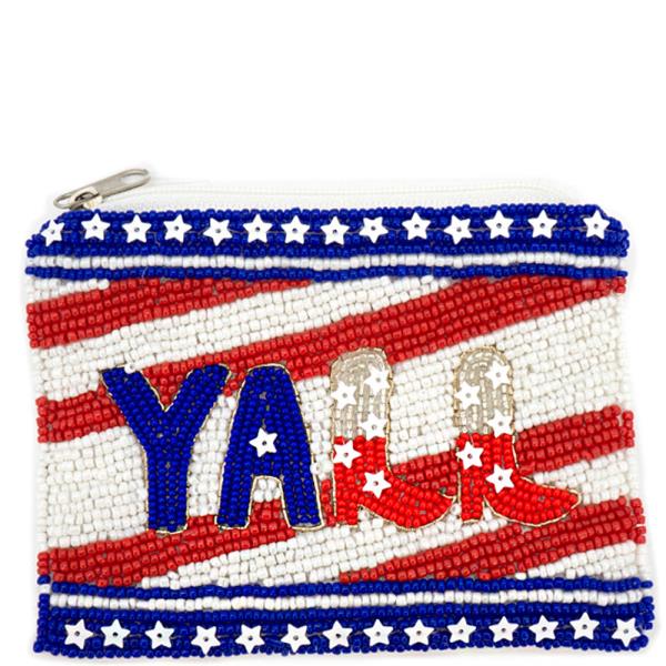 "YALL" SEED BEAD COIN BAG
