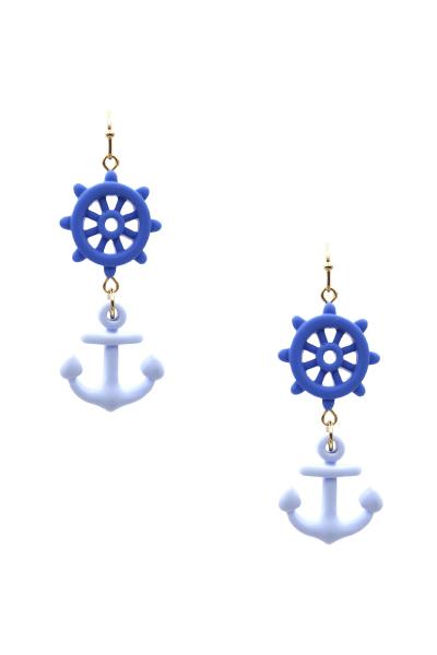 CLAY SHIP HANDLES ANCHOR DANGLE EARRING