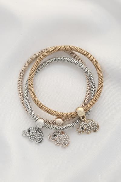 ELEPHANT CHARM RHINESTONE BRACELET