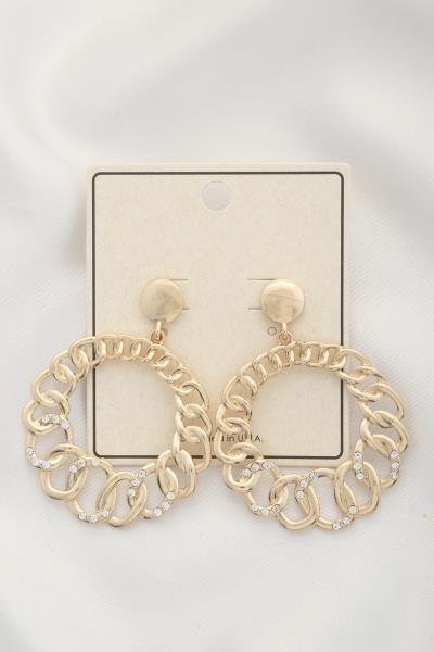 OVAL LINK METAL POST DANGLE EARRING