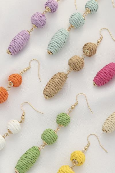 COLOR TWINE BEADED DANGLE EARRING