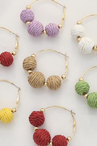 TWINE BEAD HOOP EARRING