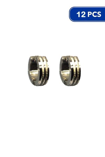FASHION STAINLESS STEEL HUGGIE EARRING (12 UNITS)