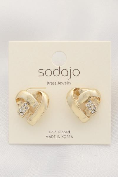 SODAJO HEART SHAPE RHINESTONE POST EARRING